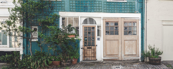 Closed door of building