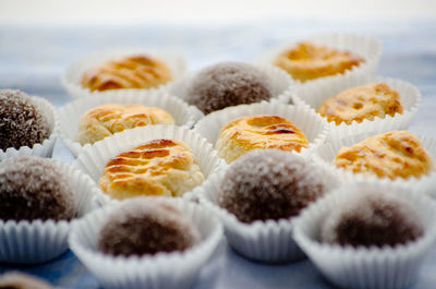 Close-up of muffins on table