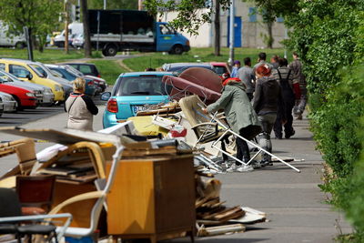 People on street in city