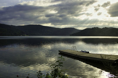 Scenic view of lake against sky