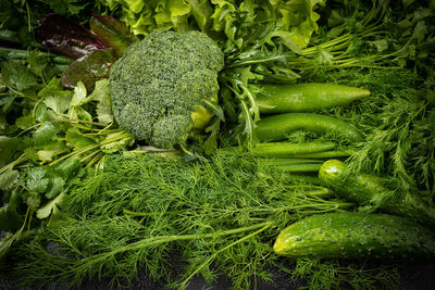 High angle view of vegetables in market