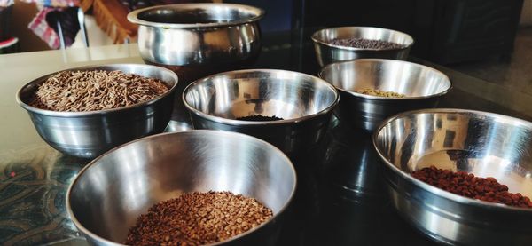 High angle view of food on table