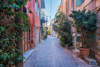 Scenic picturesque streets of chania venetian town. chania, crete, greece