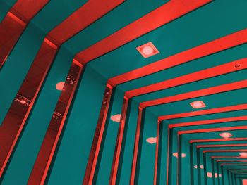 Low angle view of illuminated staircase in building