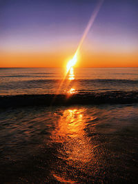 Scenic view of sea against sky at sunset