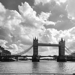 Low angle view of suspension bridge