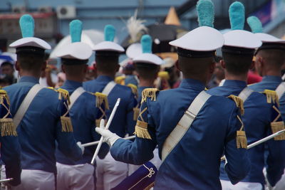 A group of marching band soldiers