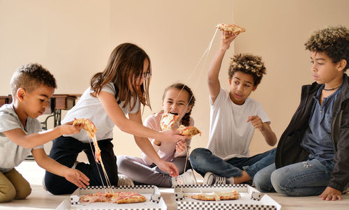 Group of people eating food