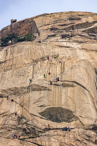 Low angle view of rock formations