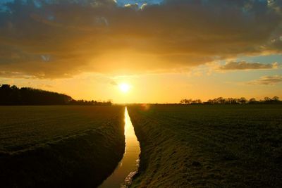 Scenic view of sunset over landscape