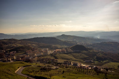 High angle view of landscape against sky