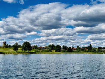 Scenic view of lake against sky