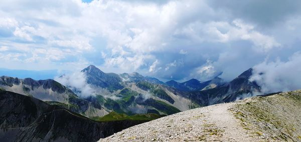 Panoramic view of mountains against sky