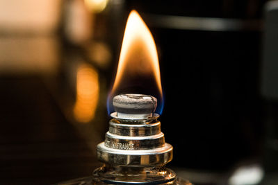 Close-up of burning candle