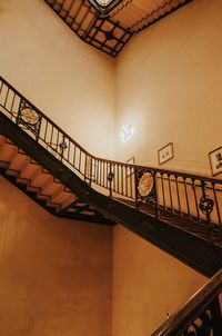 Low angle view of illuminated staircase in building