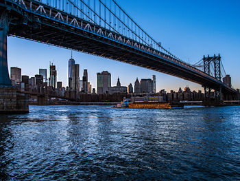 Low angle view of city at waterfront