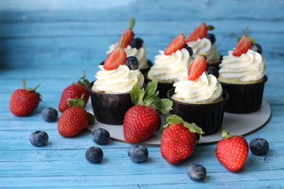 Close-up of strawberries on table