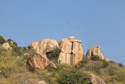 Rock formations against clear sky