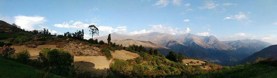 Panoramic view of mountains against sky