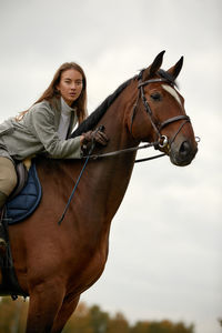 Horse standing against sky