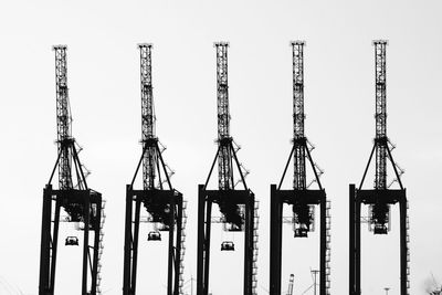 Cranes at construction site against sky