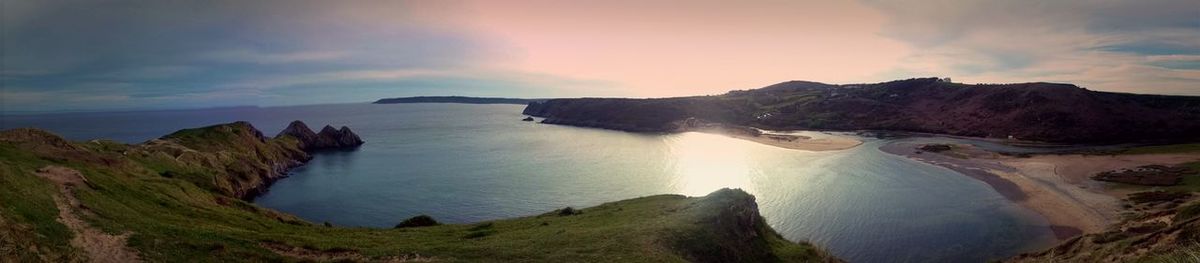 Scenic view of sea against cloudy sky