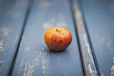 High angle view of apple on table