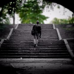 Woman standing on steps