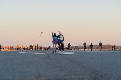 Couple in love watching sunset 