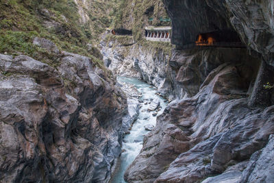 Scenic view of waterfall