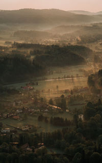 High angle view of townscape against sky