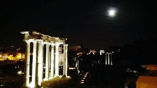 Illuminated buildings at night