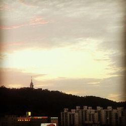 Buildings at sunset