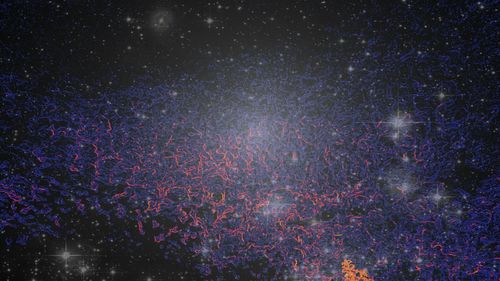 Scenic view of illuminated star field at night