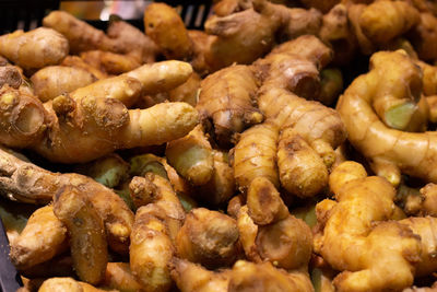 High angle view of potatoes in market