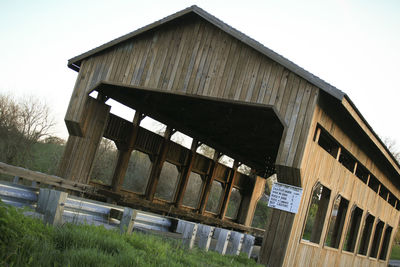 Low angle view of old building against clear sky