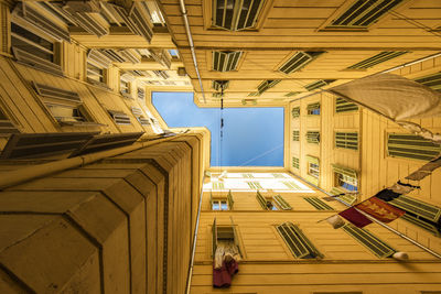 Low angle view of modern buildings in city