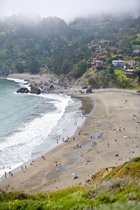 High angle view of people on beach