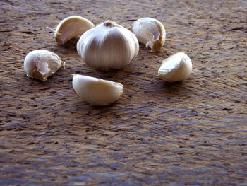 High angle view of eggs on table