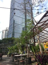 Low angle view of modern building against sky