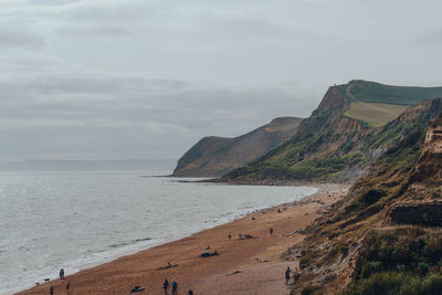 Scenic view of thorncombe beacon hill and eype beach on dorsets jurassic coast, uk.