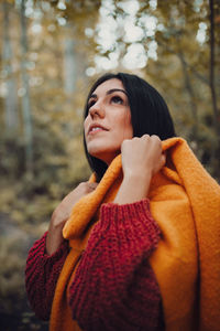 Portrait of a young woman in winter season