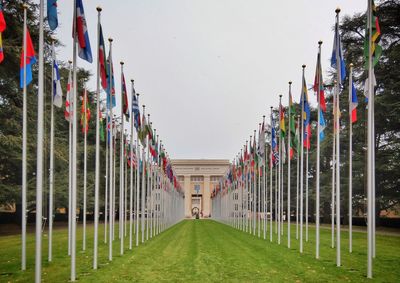 Panoramic shot of grass against clear sky