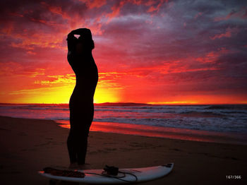 Scenic view of sea during sunset