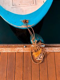 View of boat moored in water