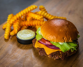 Close-up of food on table