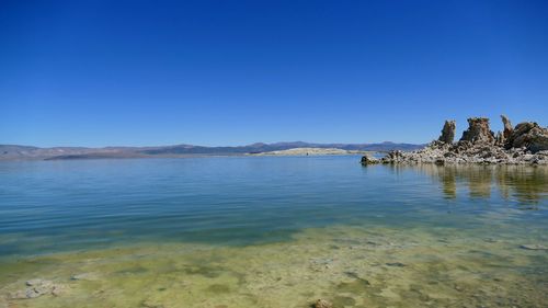 Scenic view of sea against clear sky