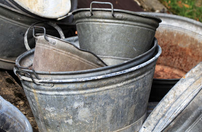 Close-up of buckets