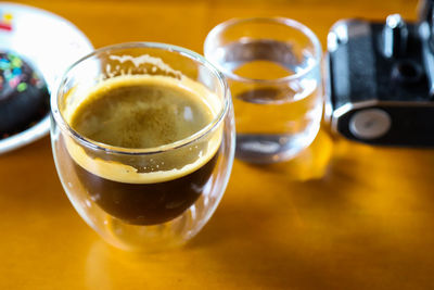 Close-up of coffee on table