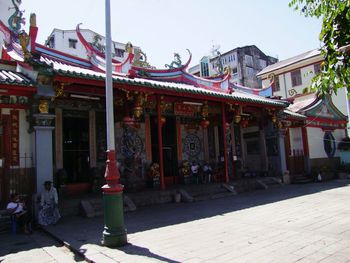 View of temple in city